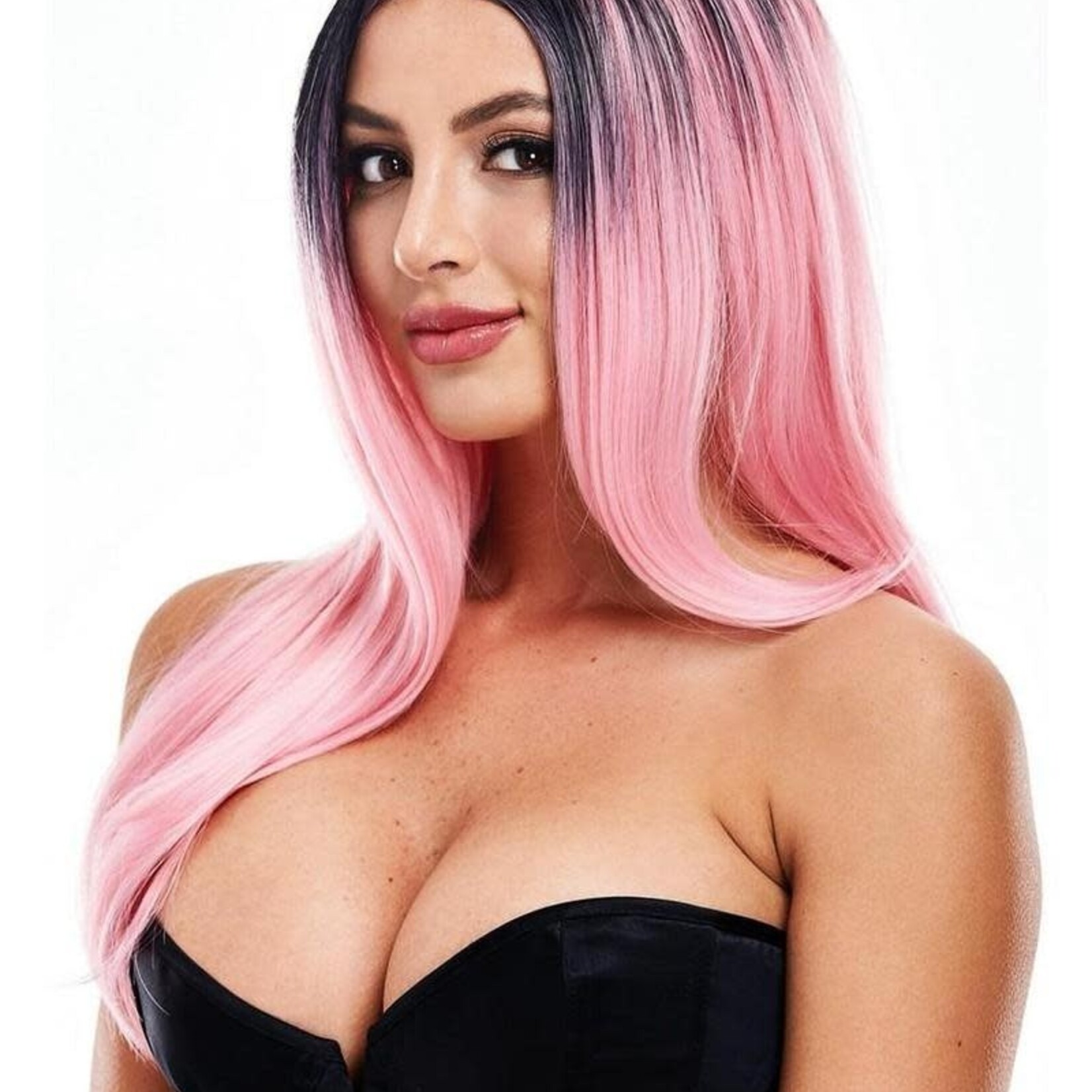 Pleasure Wigs Elle Wig - Pink with Black