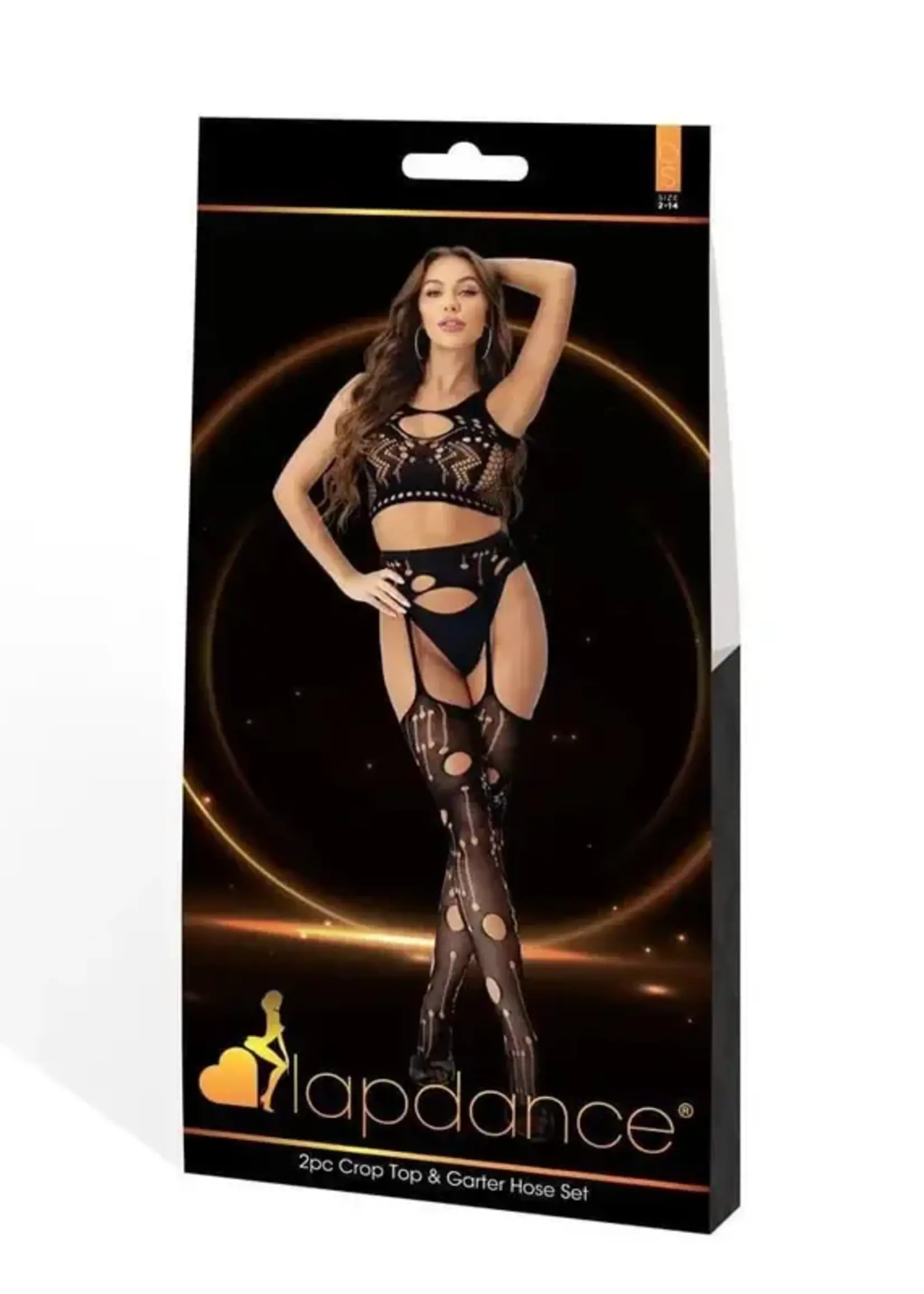 LapDance 2pc Crop Top & Garter Hose Set - O/S