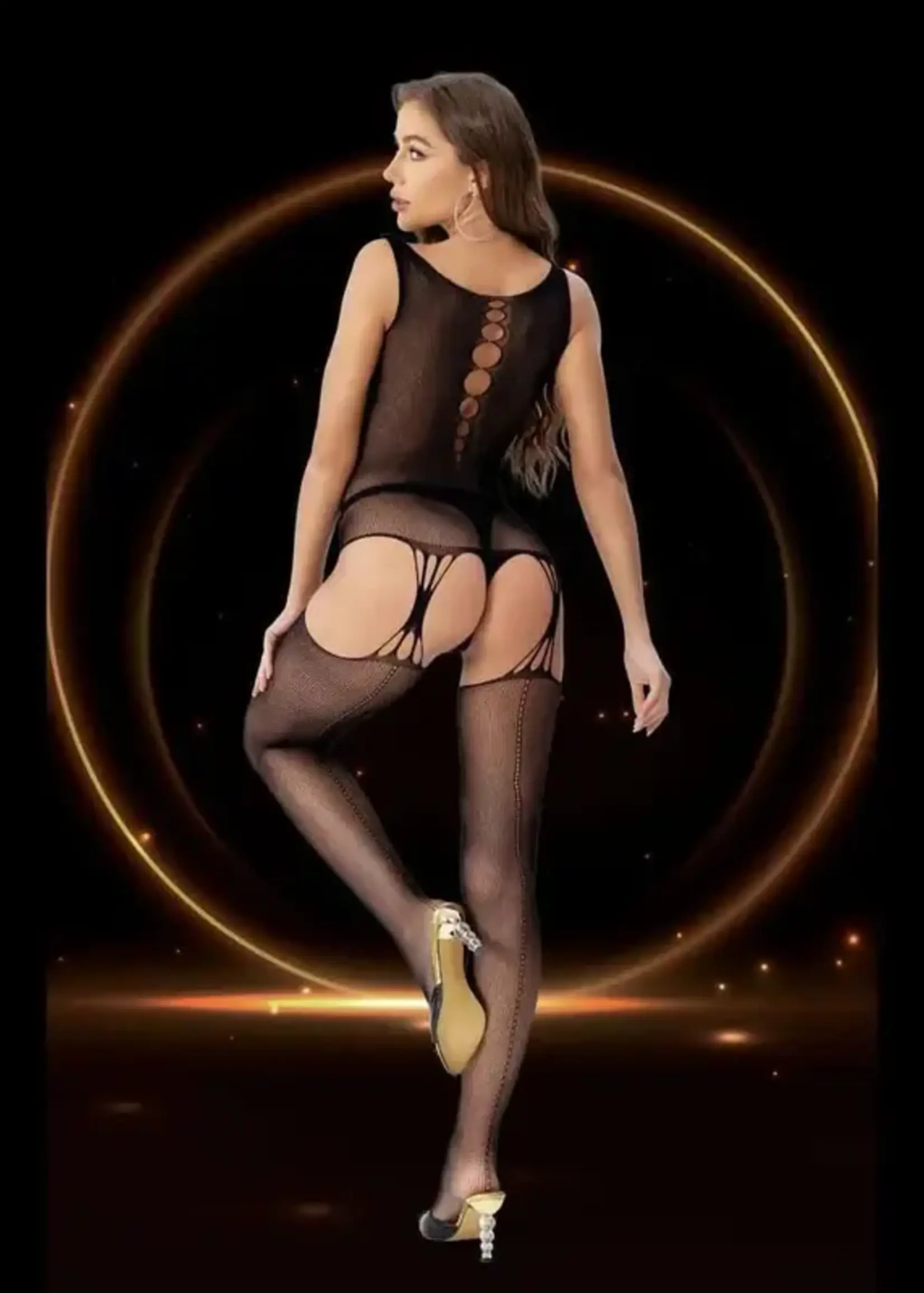 LapDance 2pc Crop Top & Garter Hose Set - O/S