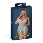 Magic Silk Blue Sky Flirty Slip Baby Doll w/Removable Garters & Thong - Light Blue - Curvy Queen Size