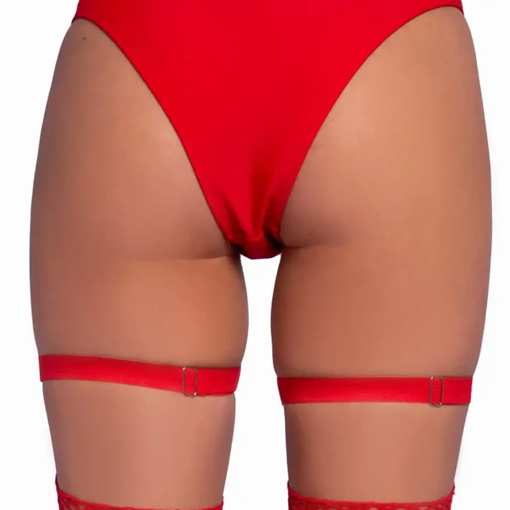 Leg Avenue Leg Avenue Dual Strap Iridescent Studded Thigh High Garter Suspender with Mini Hearts - O/S - Red