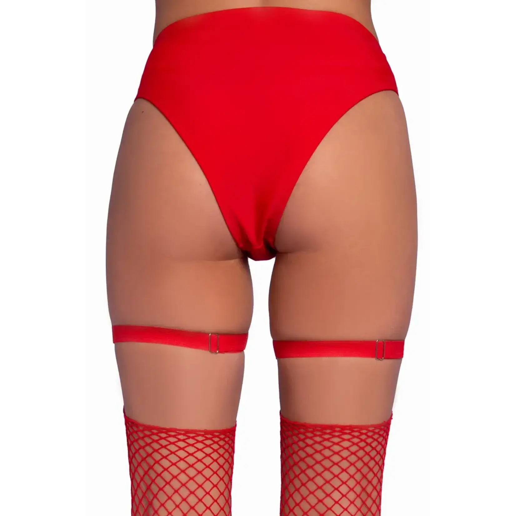 Leg Avenue Leg Avenue Dual Strap Iridescent Studded Thigh High Garter Suspender with Mini Hearts - O/S - Red