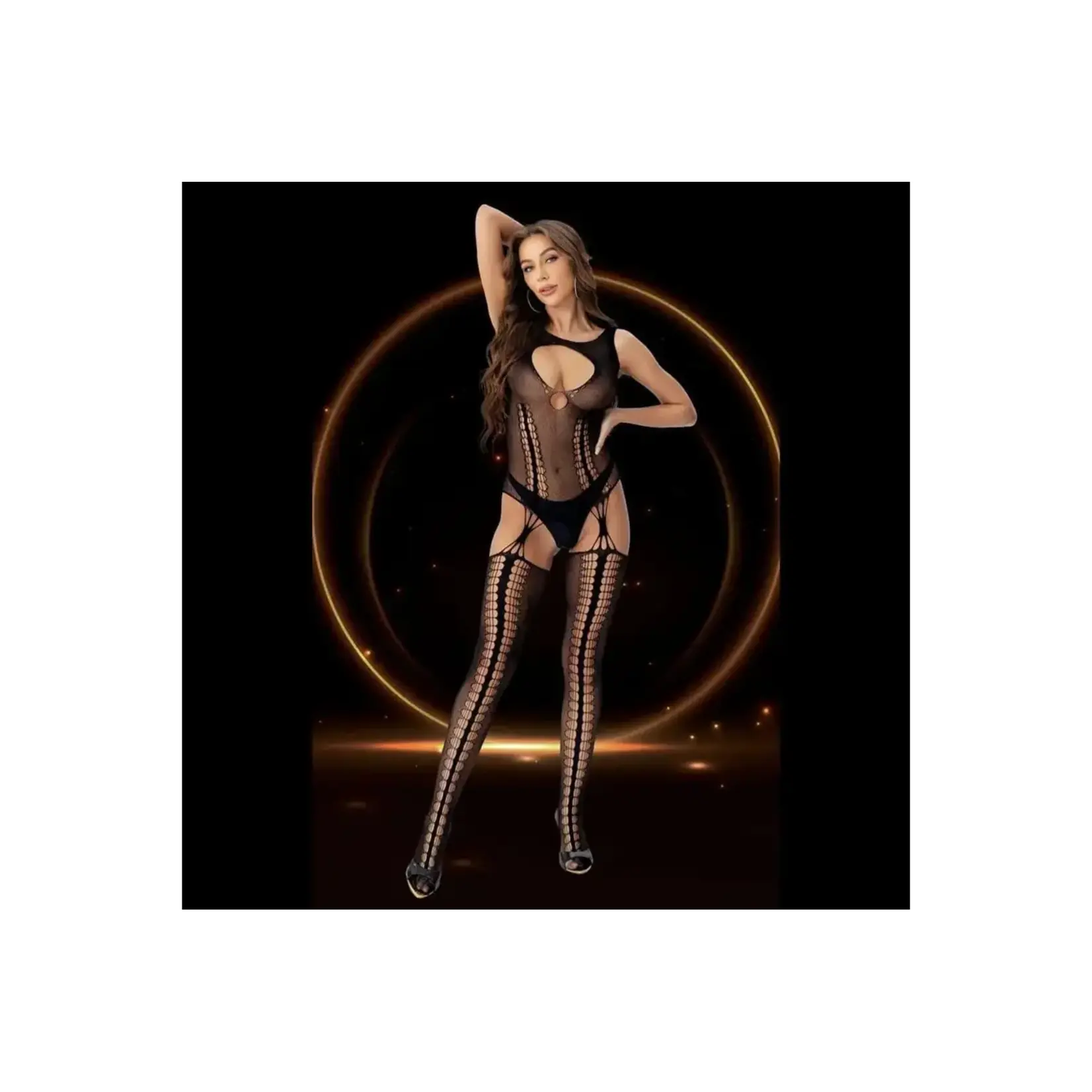 LapDance Key Hole Suspender Hose Bodystocking - O/S
