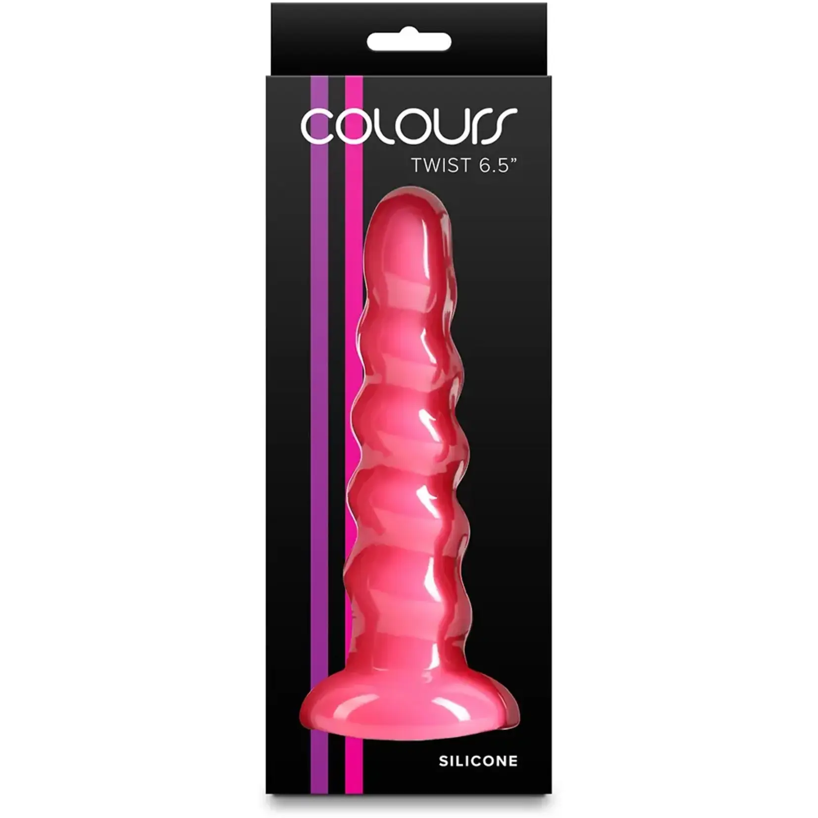 NSN Colours Twist Silicone Dildo with Suction Cup 6.5in - Pink
