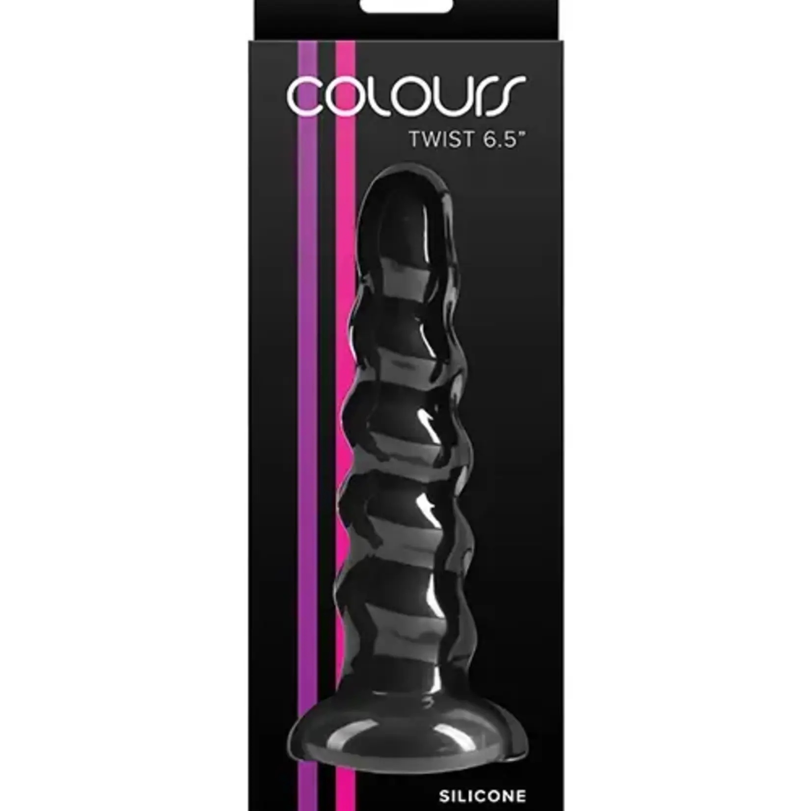 NSN Colours Twist Silicone Dildo with Suction Cup 6.5in - Black