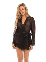 Oh La La Cheri Oh La La Provence Short Sheer Robe Small/Medium - Black