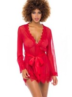 Oh La La Cheri Oh La La Provence Short Sheer Robe Small/Medium - Red