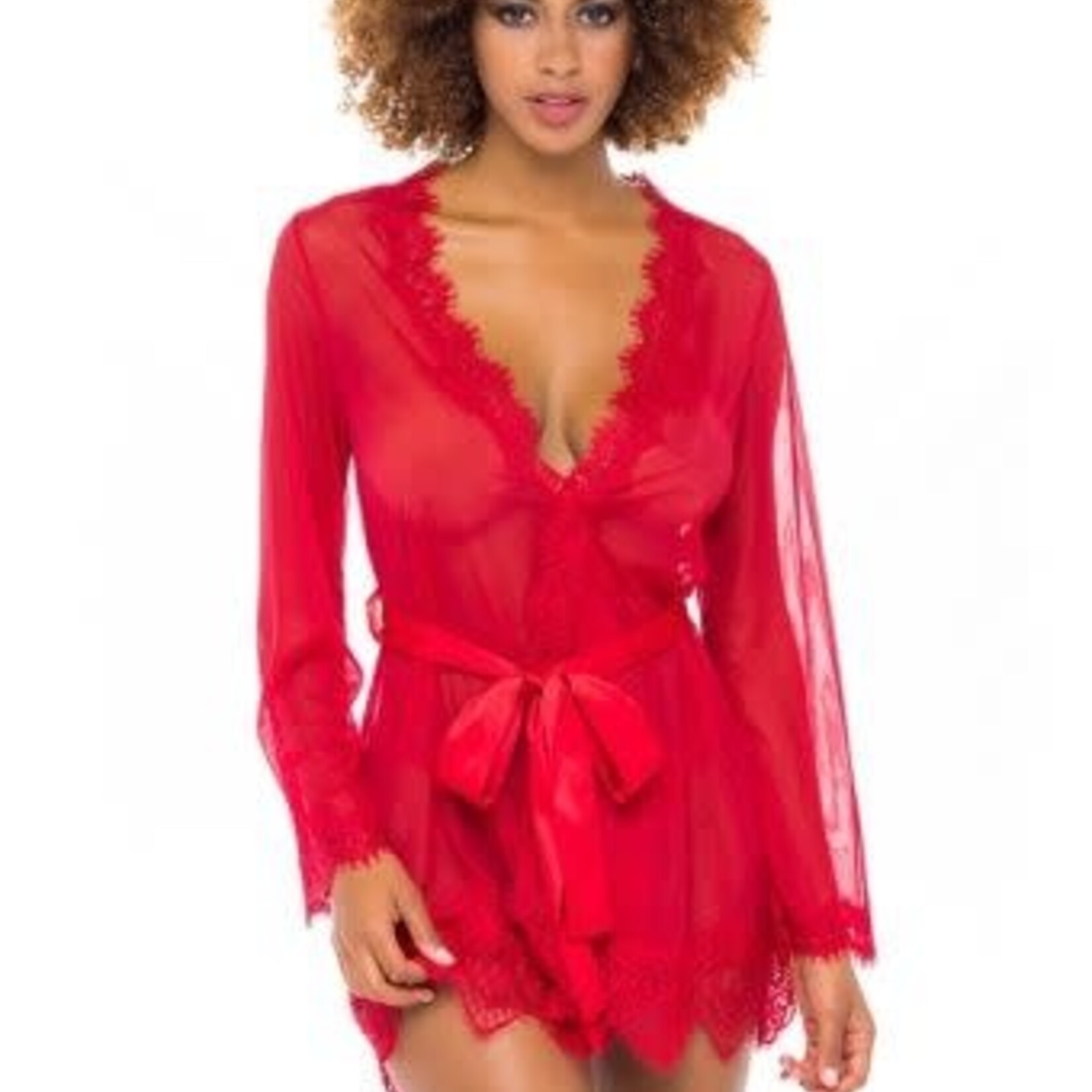 Oh La La Cheri Oh La La Provence Short Sheer Robe Small/Medium - Red