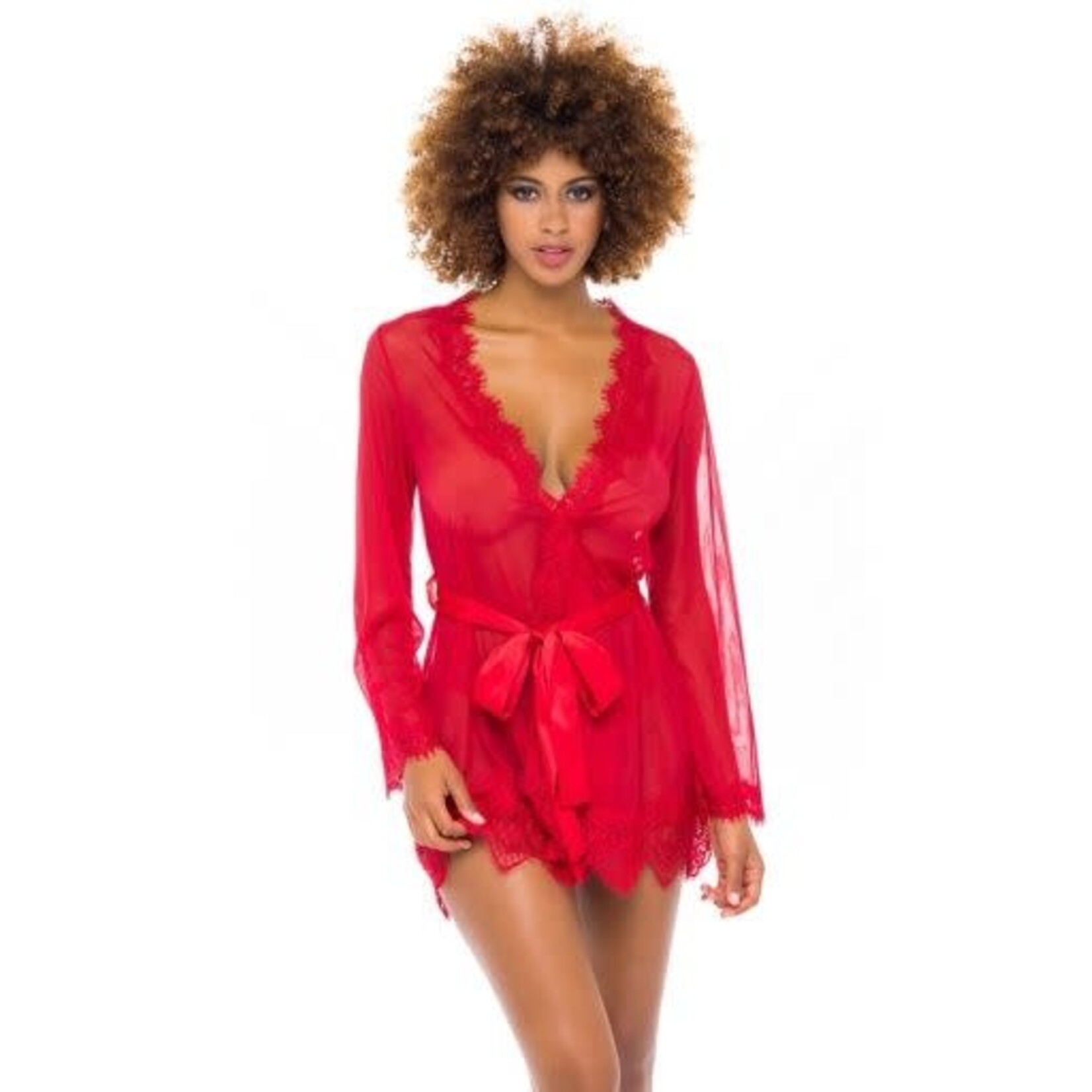 Oh La La Cheri Oh La La Provence Short Sheer Robe Small/Medium - Red