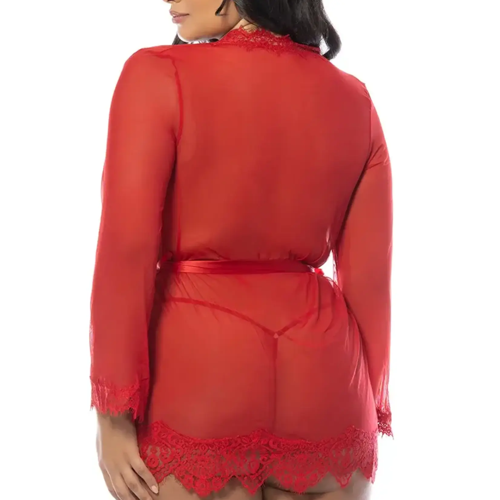 Oh La La Cheri Oh La La Provence Short Sheer Robe 1X/2X - Red