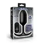 XR Brands Heavy Hitters Vibrating Weighted Rechargeable Silicone Anal Plug - Large - Black
