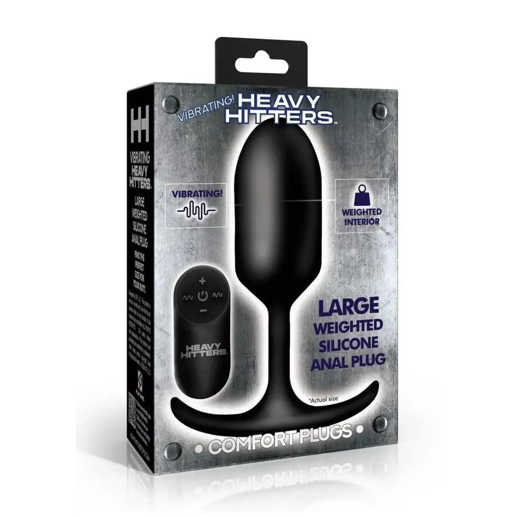 XR Brands Heavy Hitters Vibrating Weighted Rechargeable Silicone Anal Plug - Large - Black