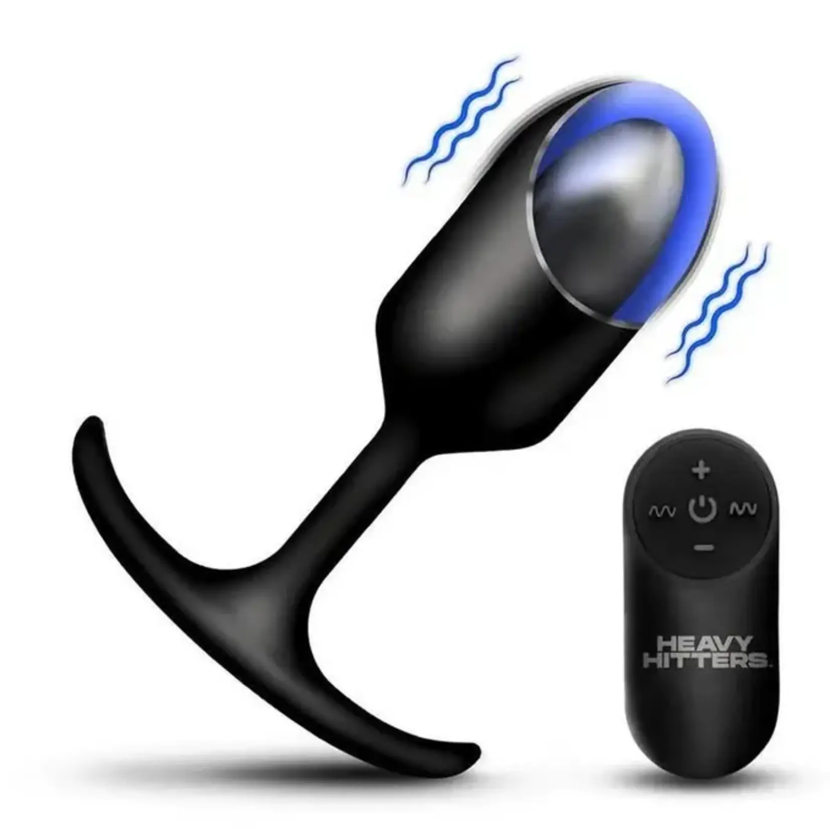 XR Brands Heavy Hitters Vibrating Weighted Rechargeable Silicone Anal Plug - Large - Black