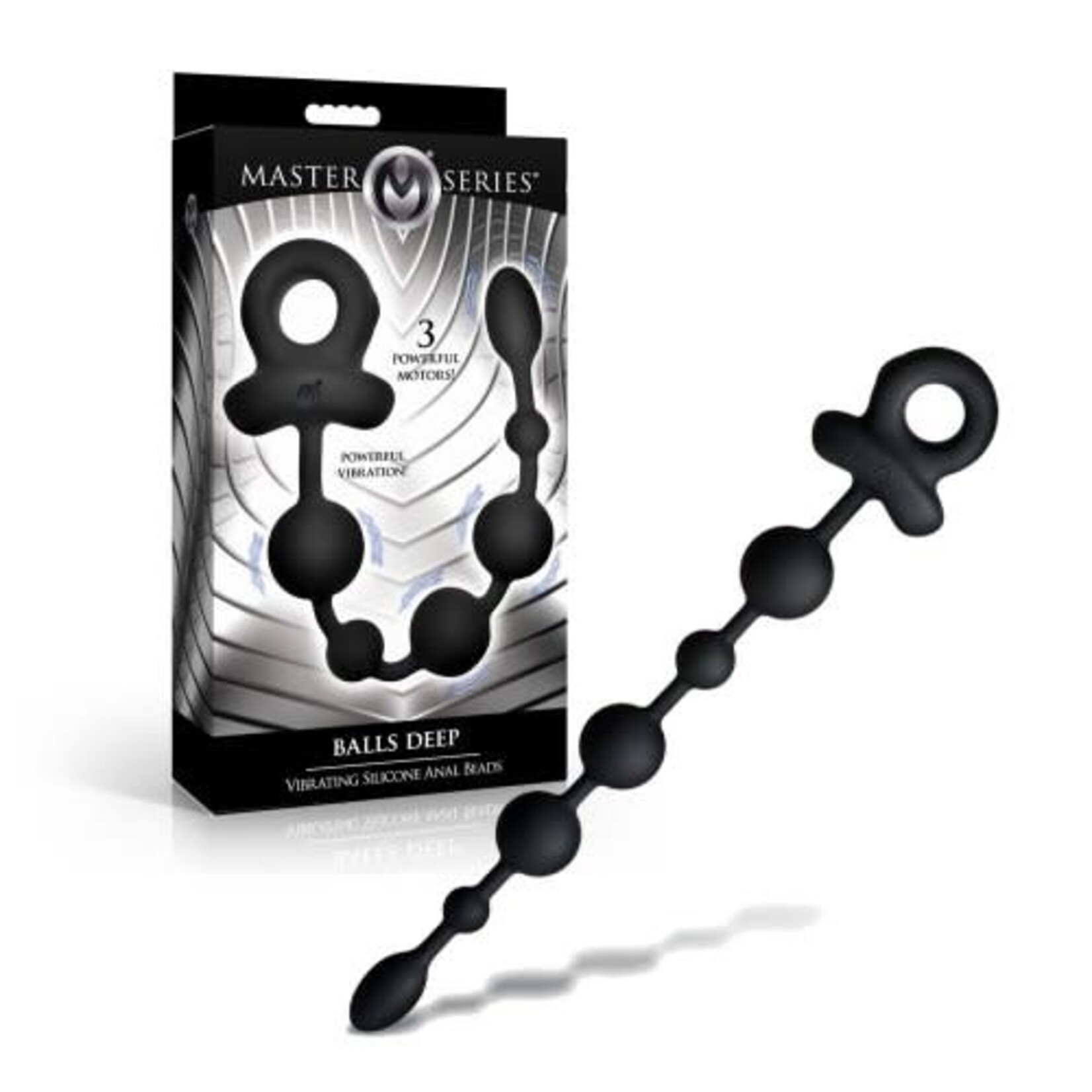 XR Brands Master Series Master Series Balls Deep Vibrating Silicone Anal Beads - Black