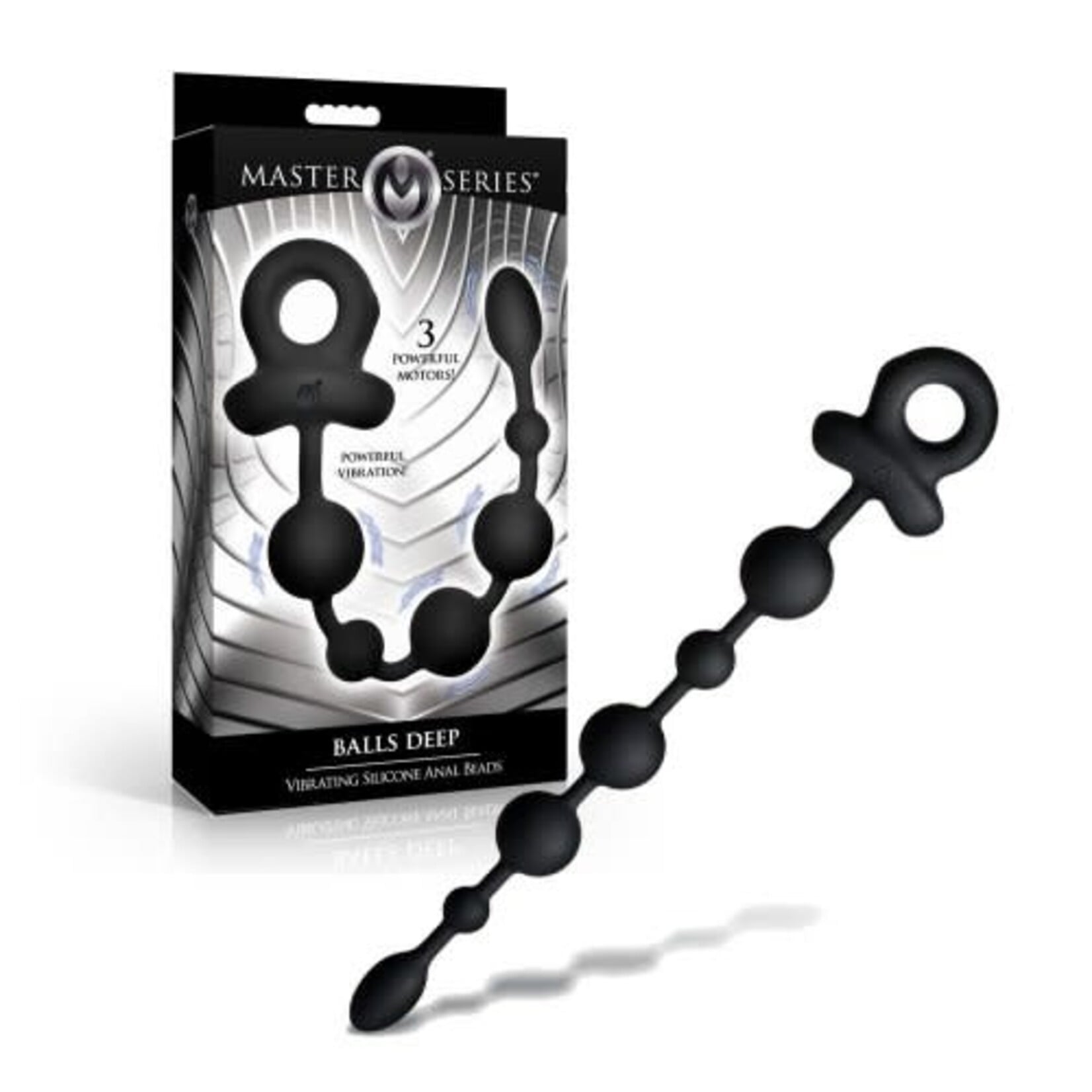 XR Brands Master Series Master Series Balls Deep Vibrating Silicone Anal Beads - Black