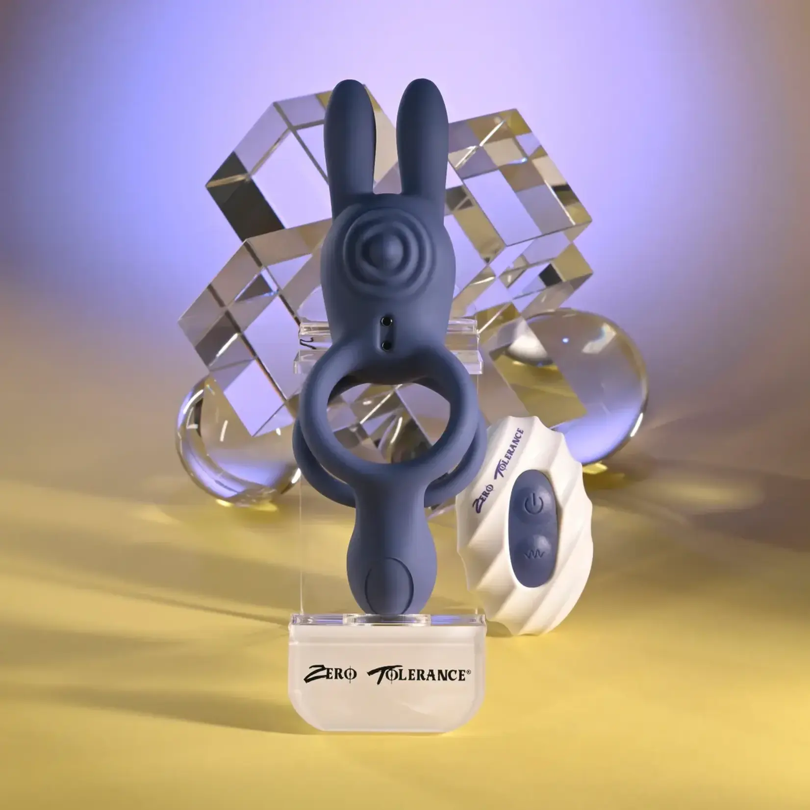 Zero Tolerance Zero Tolerance Naughty Bunny Rechargeable Silicone Vibrating Rabbit Cock Ring - Purple