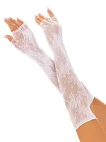 Leg Avenue Leg Avenue Seamless Opera Length Floral Net Fingerless Gloves - OS - White
