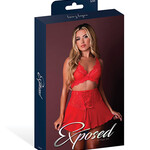 Magic Silk Sugar High Bralette w/Cincher Skirt & Thong 3 pc Set - Red S/M