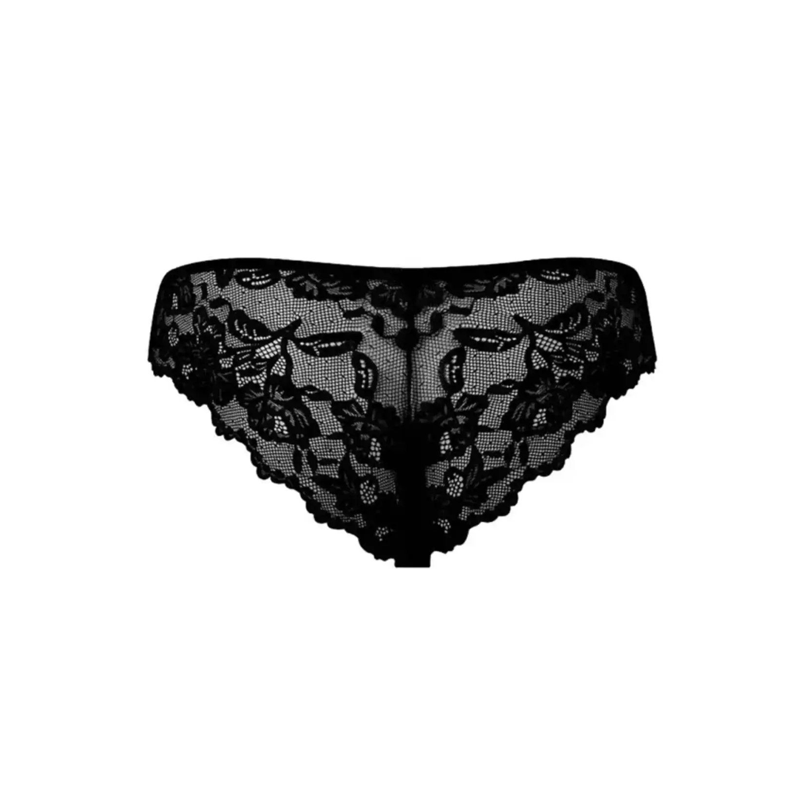 House of Desire Bella Lace Up Tanga Panty w/Jewel Detail - Black SM