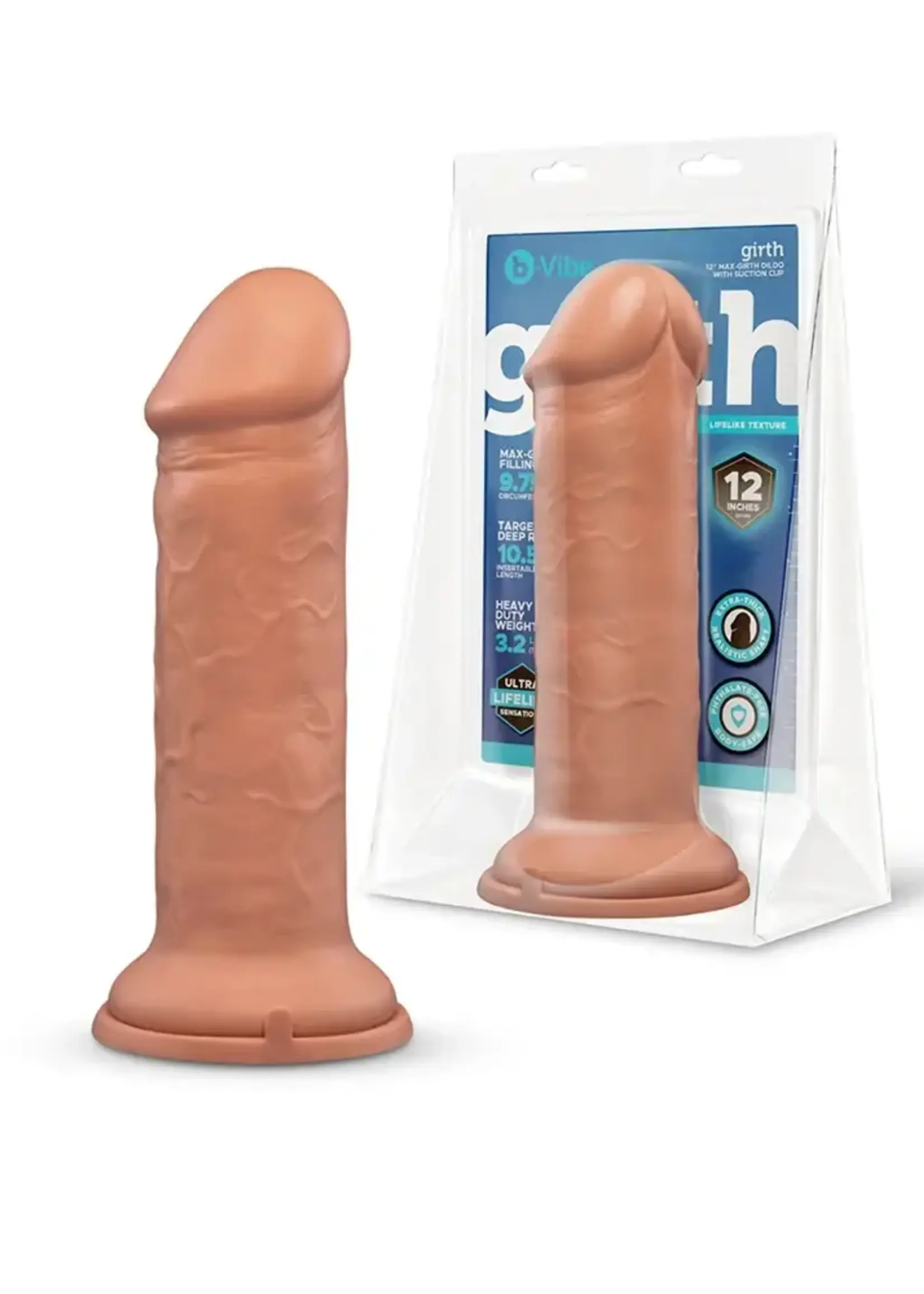 B-Vibe B-Vibe Girth Max Girth Dildo with Suction Cup 12in - Caramel