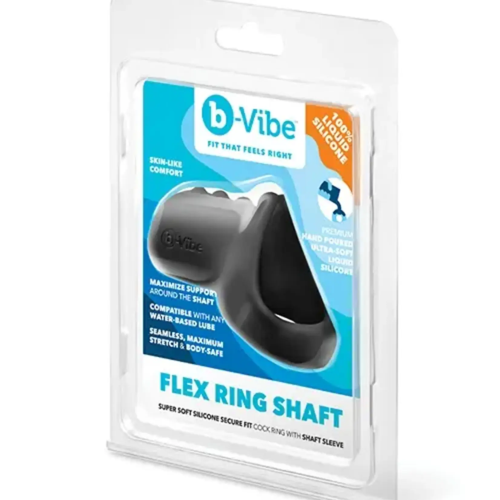 B-Vibe B-Vibe Flex Ring Shaft Silicone Cock Ring and Ball Stretcher - Black