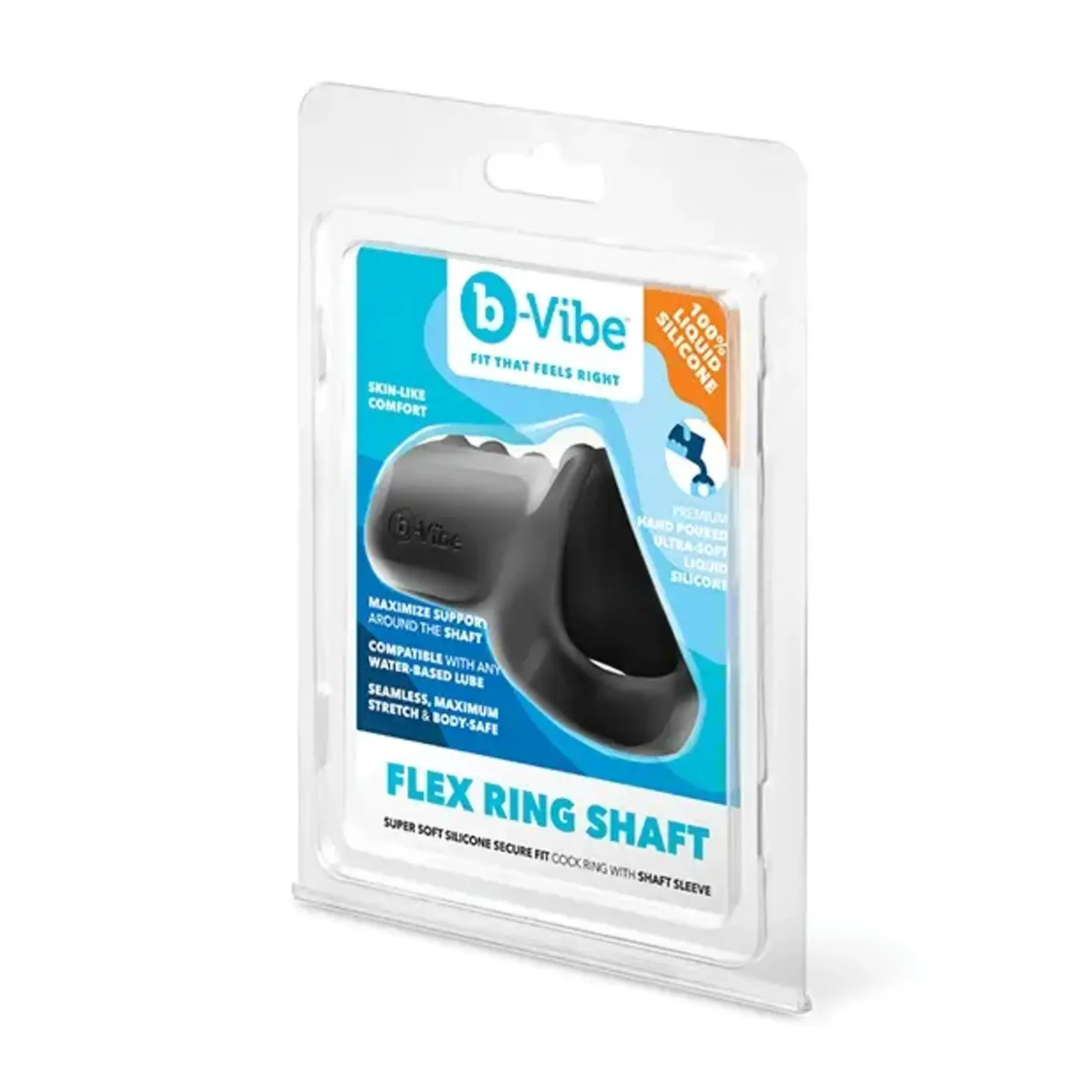 B-Vibe B-Vibe Flex Ring Shaft Silicone Cock Ring and Ball Stretcher - Black