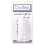 Doc Johnson Titanmen Cock Sleeve With Ball Strap 6 Inch Clear