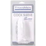 Doc Johnson Titanmen Cock Sleeve With Ball Strap 5 Inch Clear