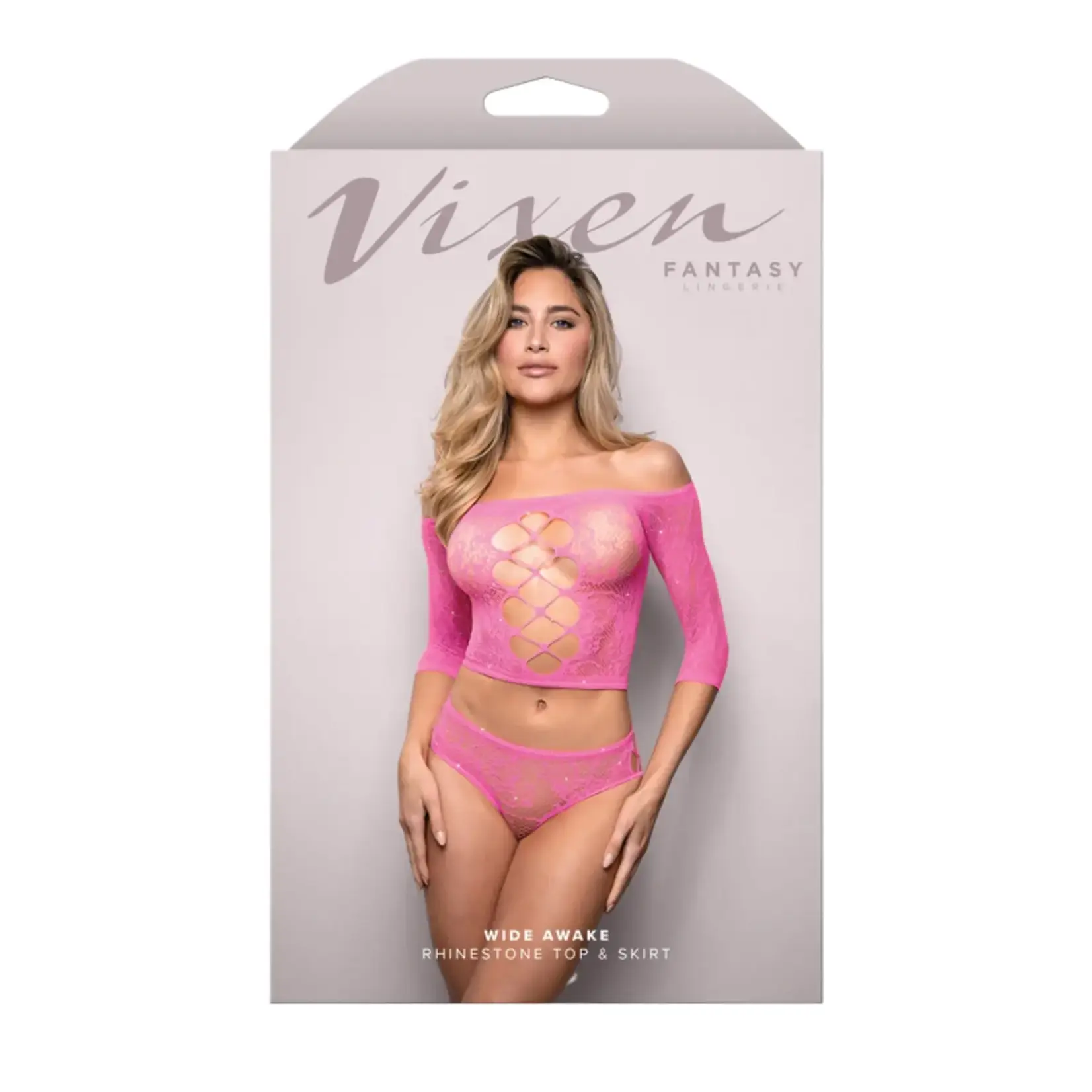 Fantasy Lingerie Wide Awake Rhinestone Top & Panty One Size