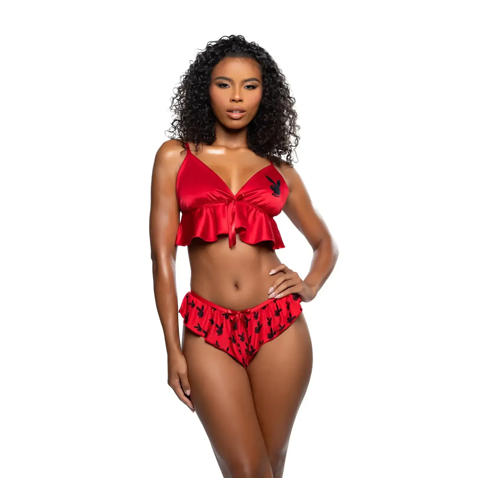 Roma Costumes Playboy Flutter Bunny Lounge Set (2 Piece) - Small/Medium - Red/Black