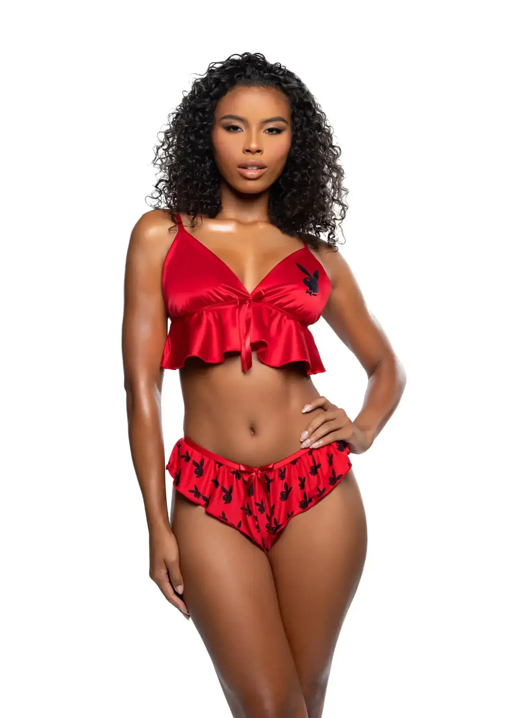 Roma Costumes Playboy Flutter Bunny Lounge Set (2 Piece) - Small/Medium - Red/Black
