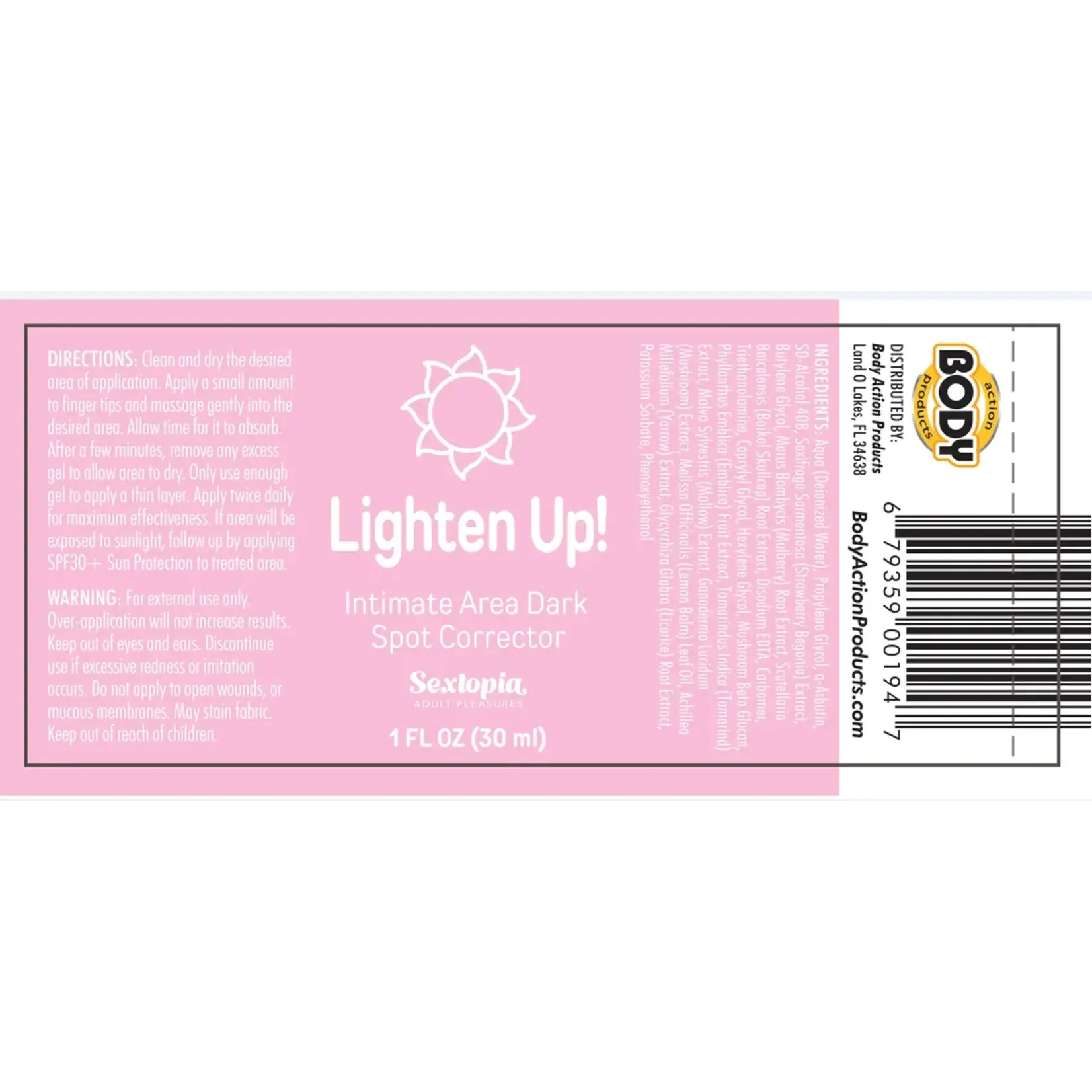 Body Action Lighten Up Dark Spot Corrector Gel 1 oz. Bottle