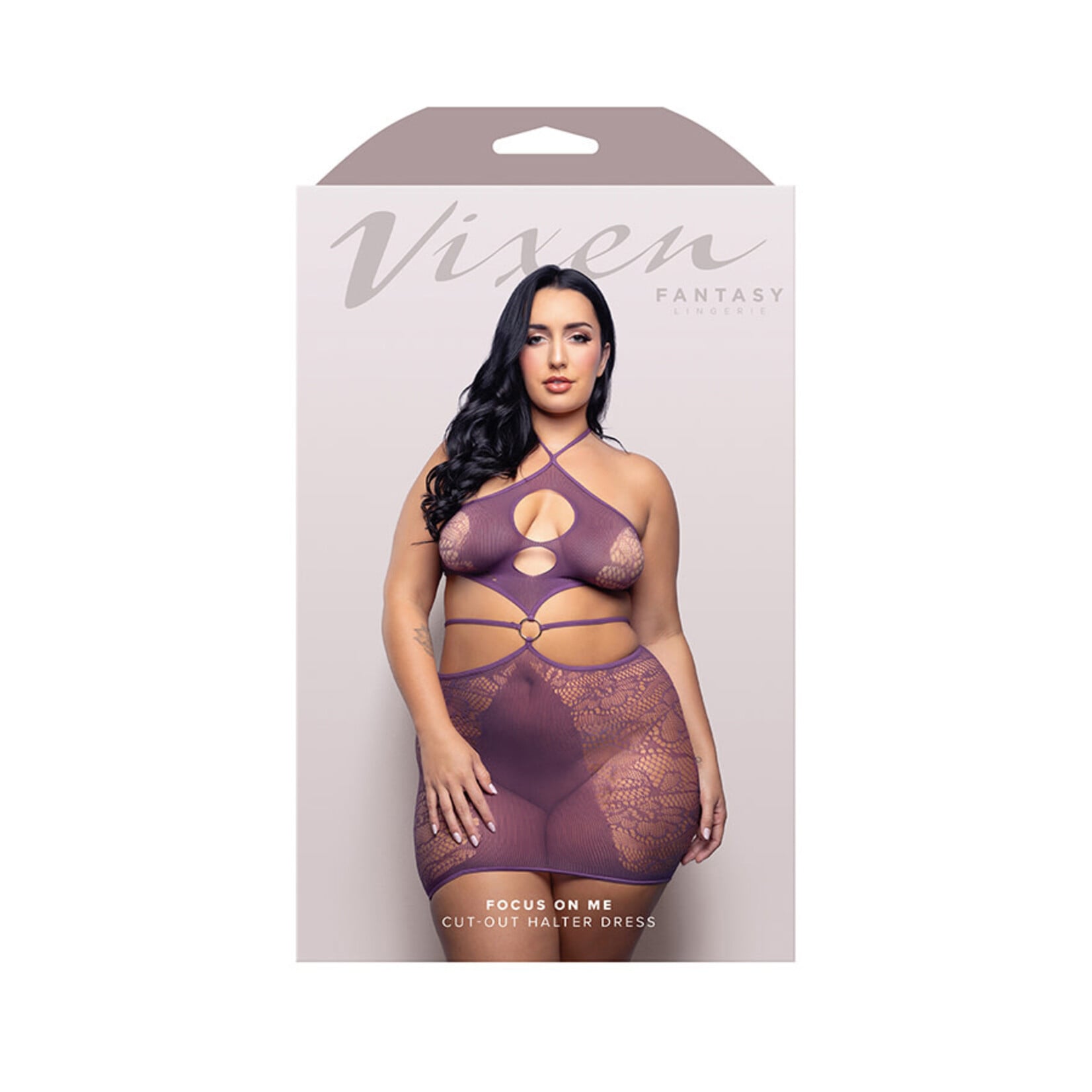 Fantasy Lingerie Focus On Me Cut-Out Halter Dress Queen Size