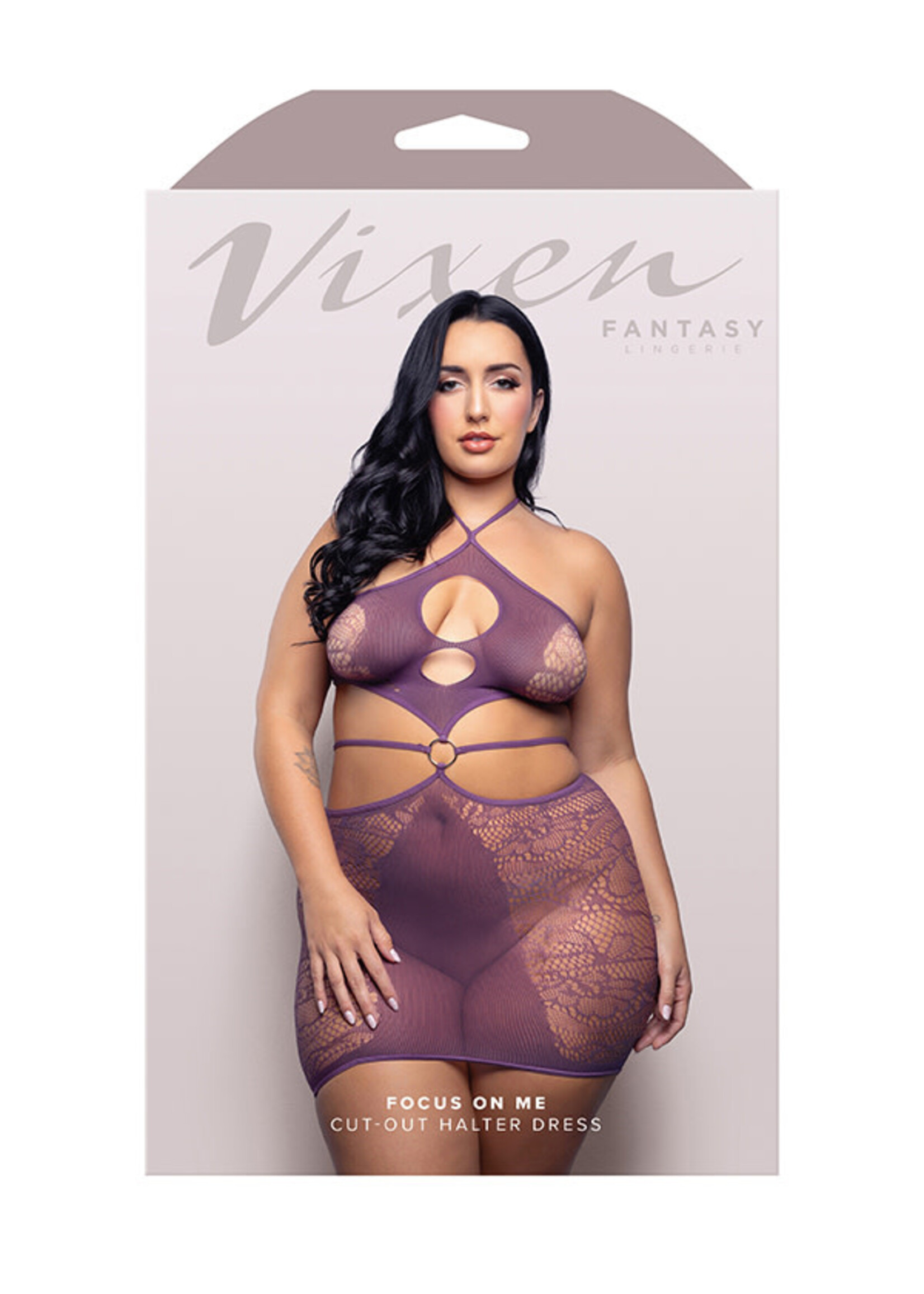 Fantasy Lingerie Focus On Me Cut-Out Halter Dress Queen Size
