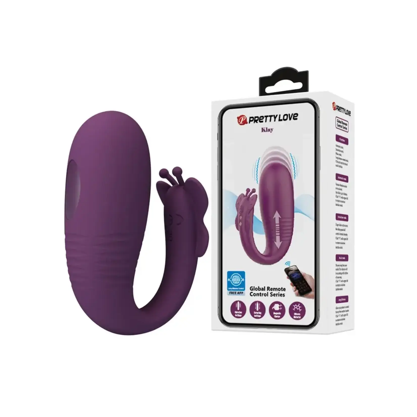 Pretty Love Pretty Love Klay App-Enabled Thrusting Hands-Free Vibrator - Purple