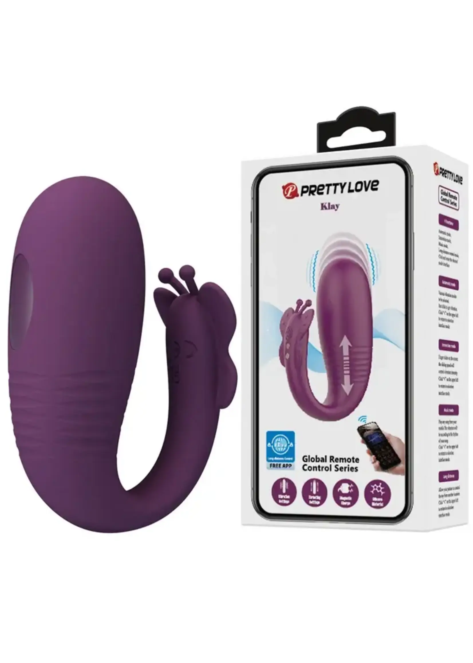 Pretty Love Pretty Love Klay App-Enabled Thrusting Hands-Free Vibrator - Purple