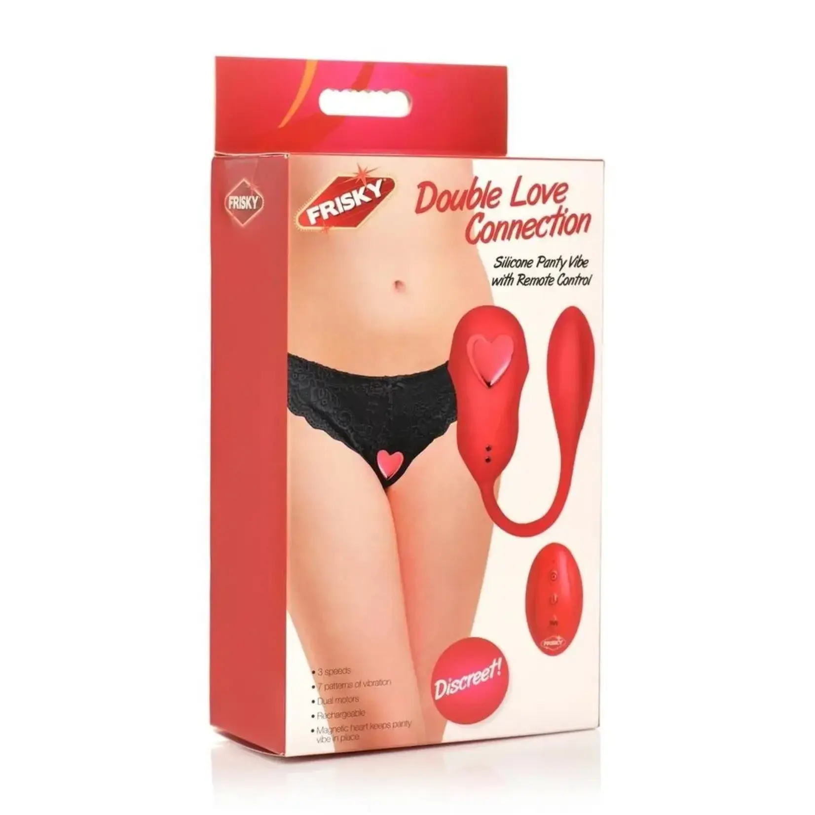 XR Brands Frisky Double Love Connection Silicone Panty Vibe with Remote Control