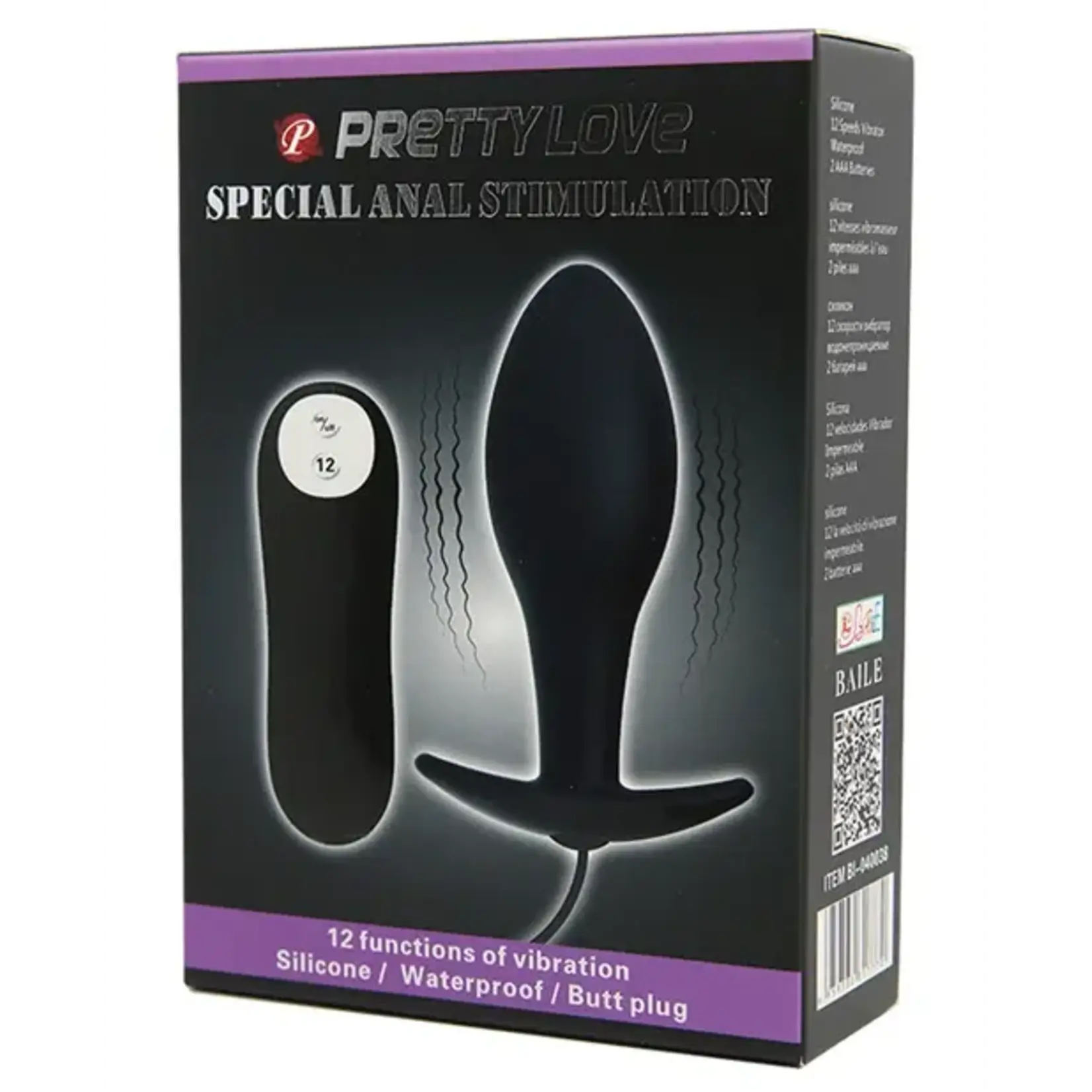 Pretty Love Pretty Love Vibrating Bulb Shaped Butt Plug Black