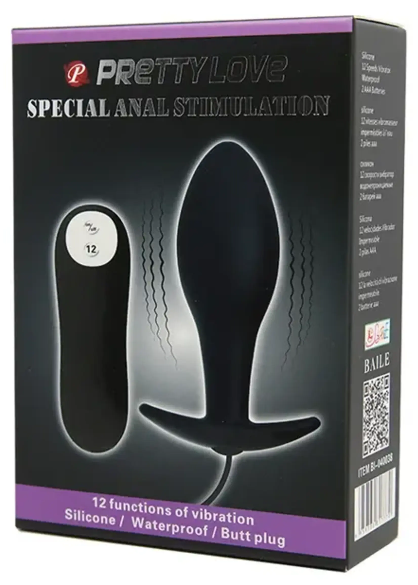 Pretty Love Pretty Love Vibrating Bulb Shaped Butt Plug Black