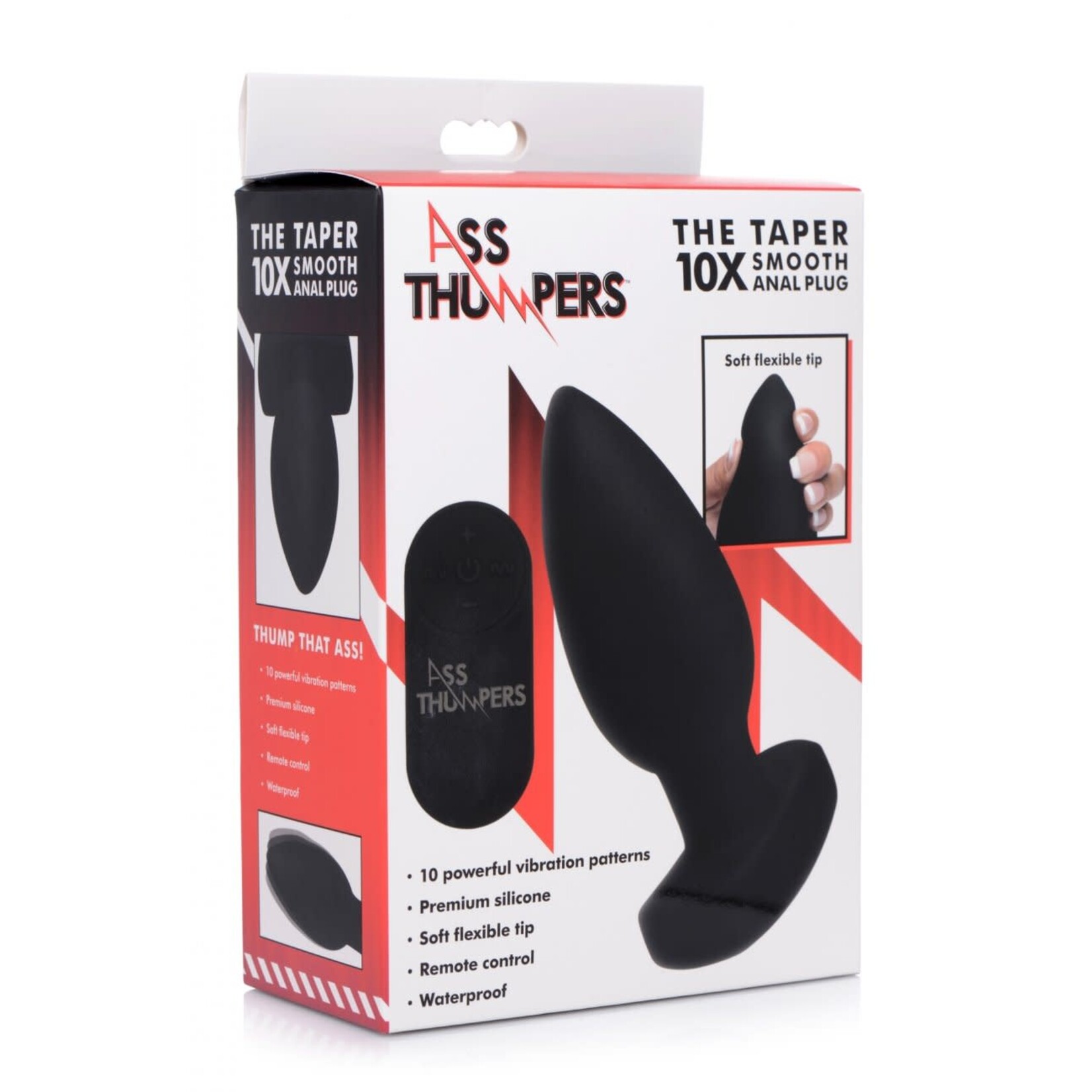 XR Brands The Taper 10X Smooth Silicone Remote Control Vibrating Butt Plug