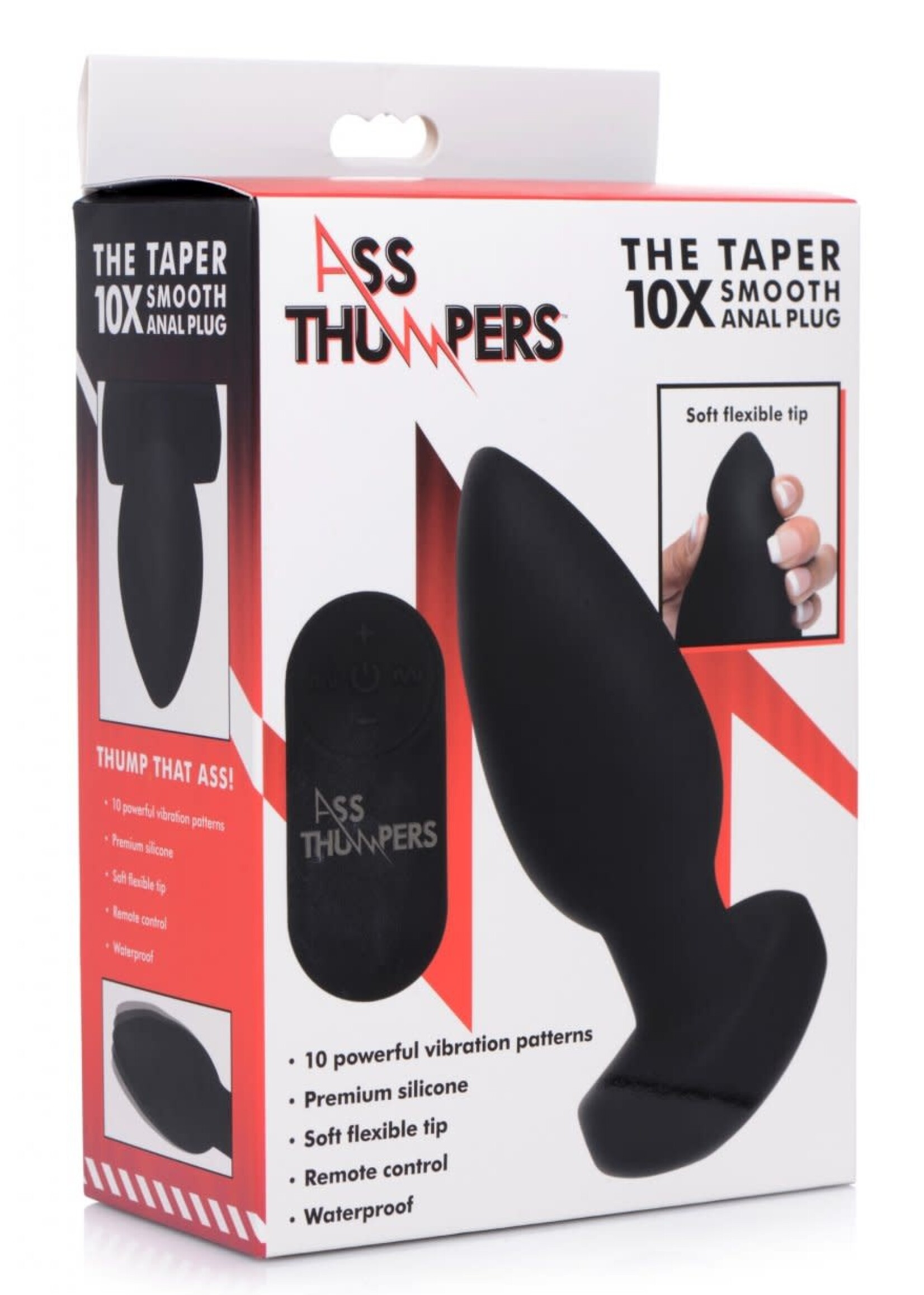 XR Brands The Taper 10X Smooth Silicone Remote Control Vibrating Butt Plug