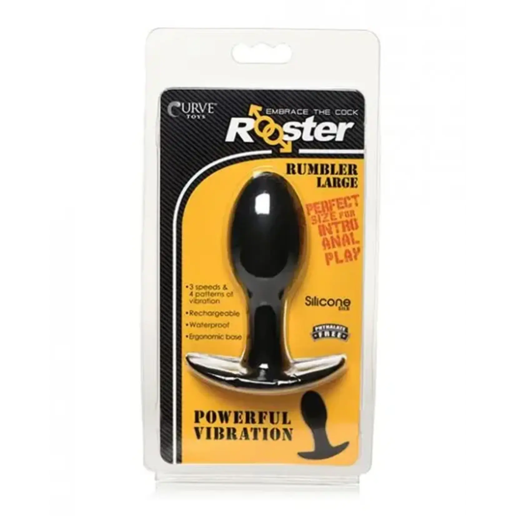 XR Brands Rumbler Vibrating Silicone Butt Plug - Large