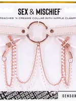 Sportsheets Peaches ‘N Creame Collar With Nipple Clamps - Pink