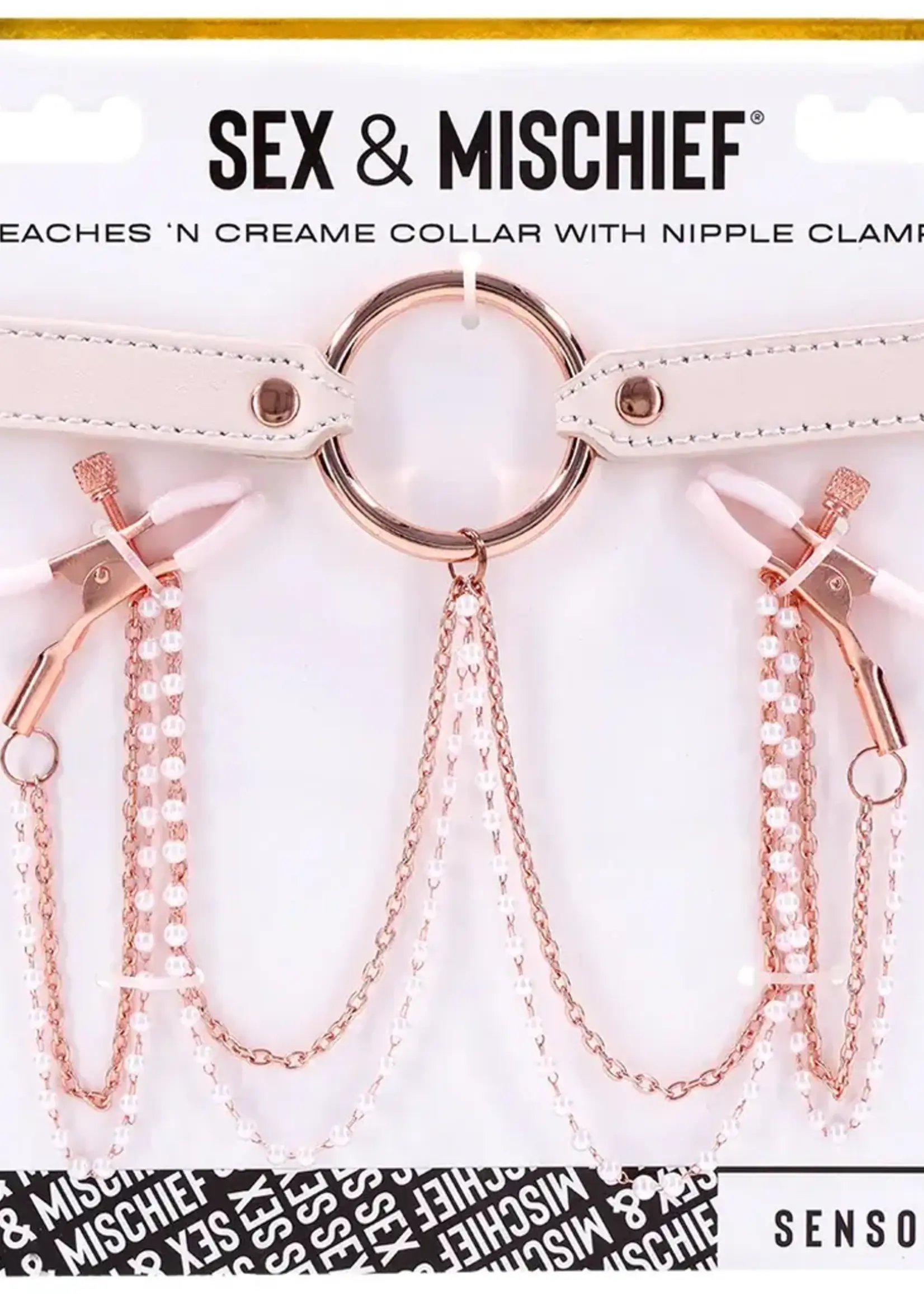 Sportsheets Peaches ‘N Creame Collar With Nipple Clamps - Pink