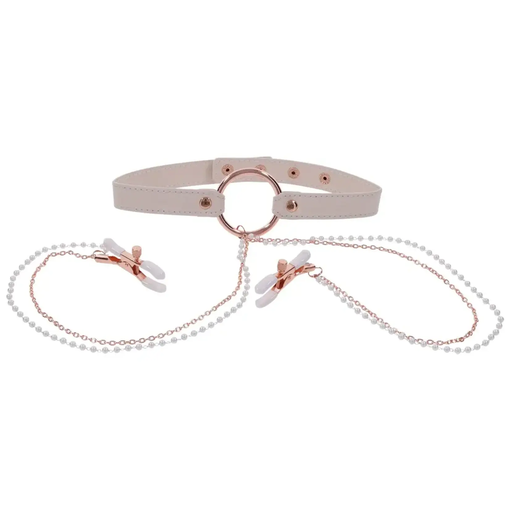 Sportsheets Peaches ‘N Creame Collar With Nipple Clamps - Pink