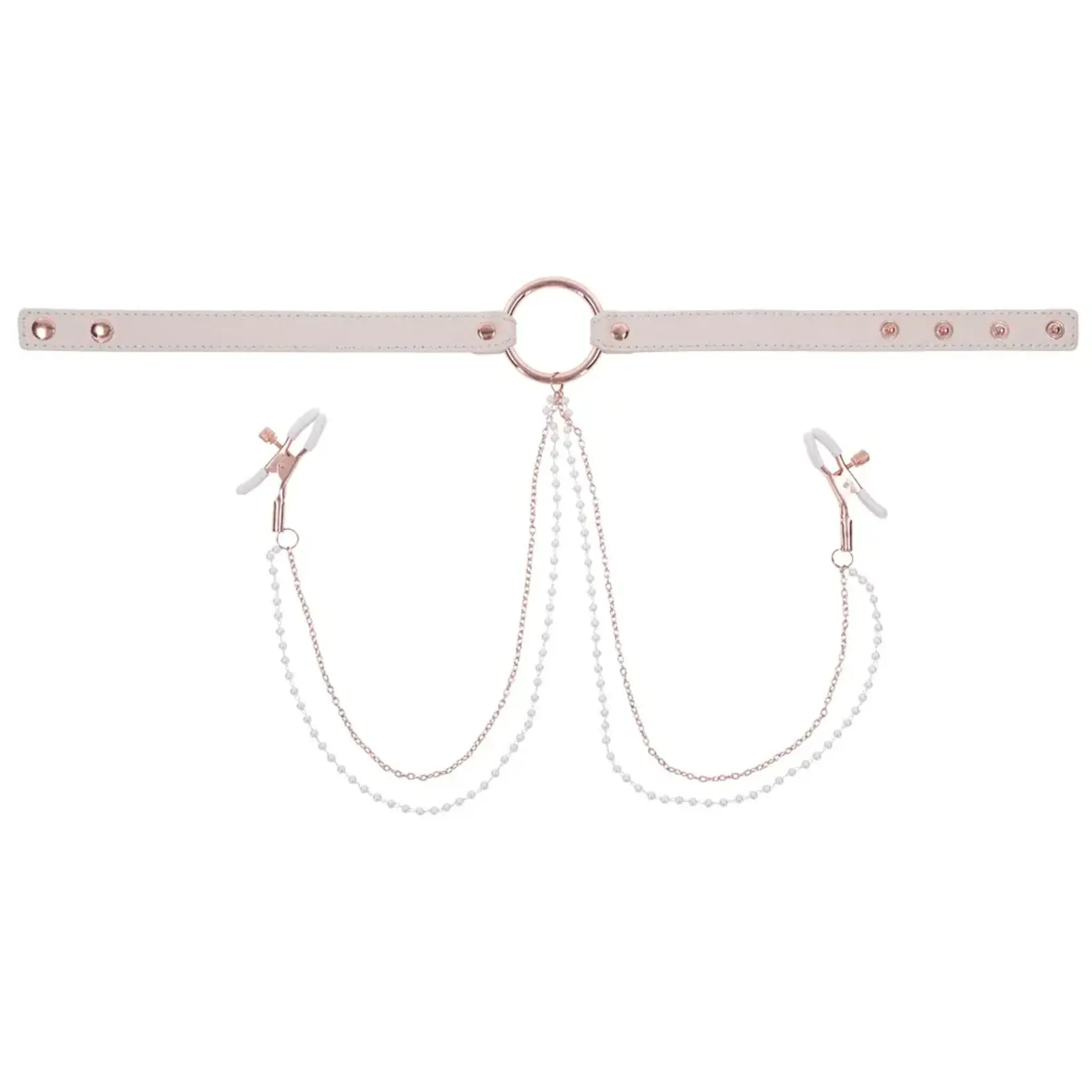 Sportsheets Peaches ‘N Creame Collar With Nipple Clamps - Pink