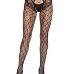 Leg Avenue Faux Layer Net Crotchless Tights - Blk - O/S