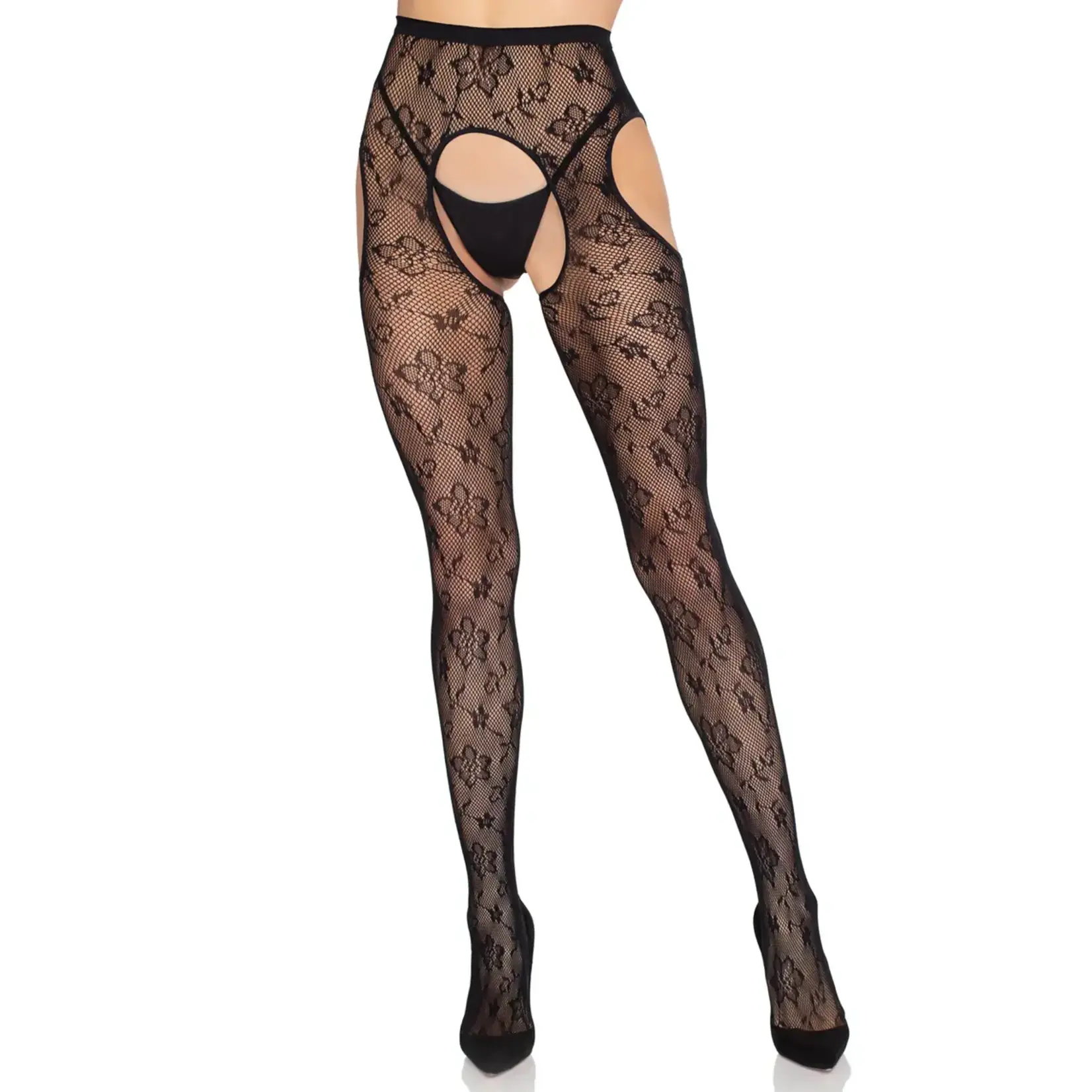 Leg Avenue Bloom Net Suspender Tights - O/S