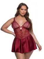 Roma Costumes Paradise Dream Babydoll 2-Piece Set - Wine - 1X/2X