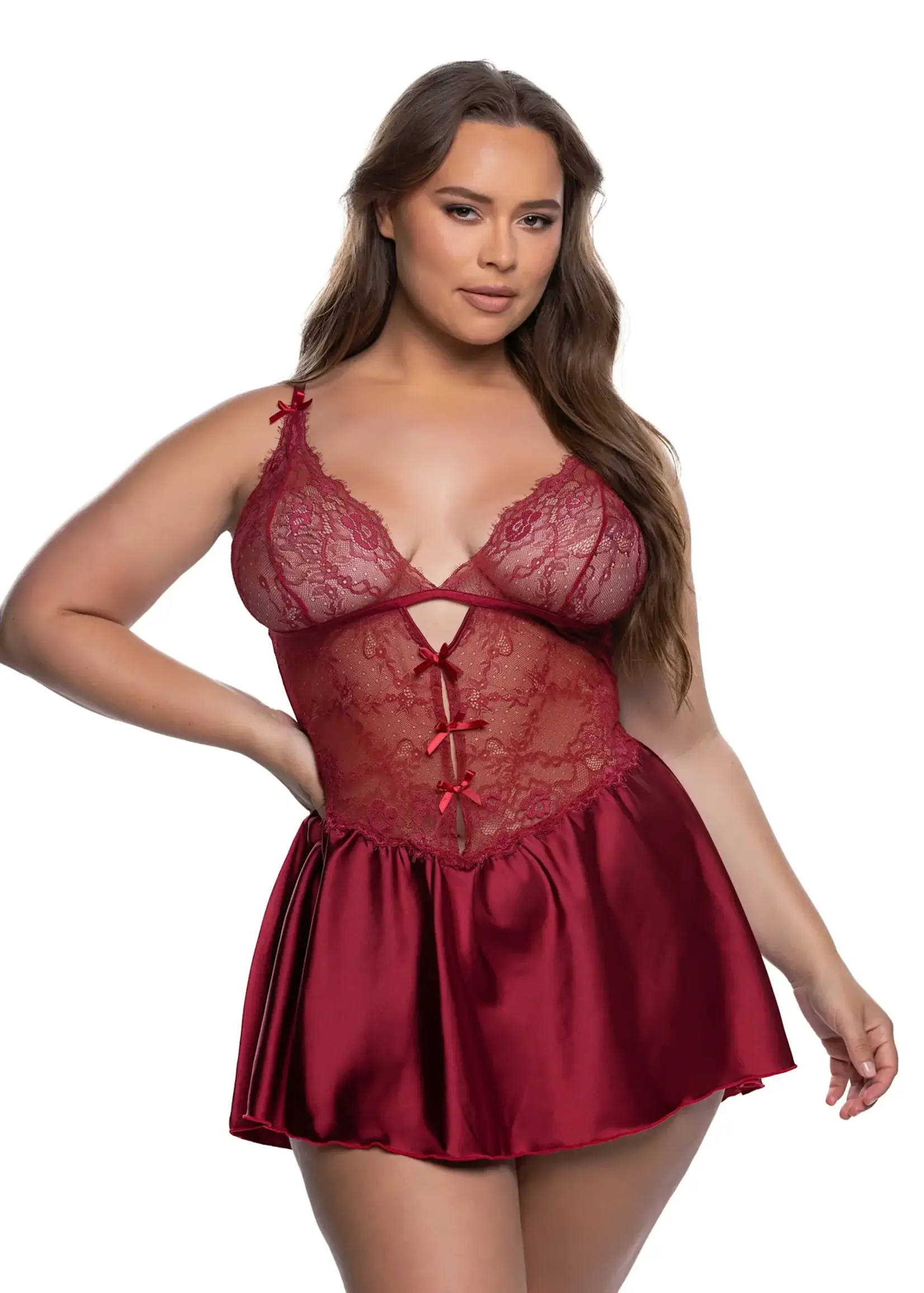 Roma Costumes Paradise Dream Babydoll 2-Piece Set - Wine - 1X/2X